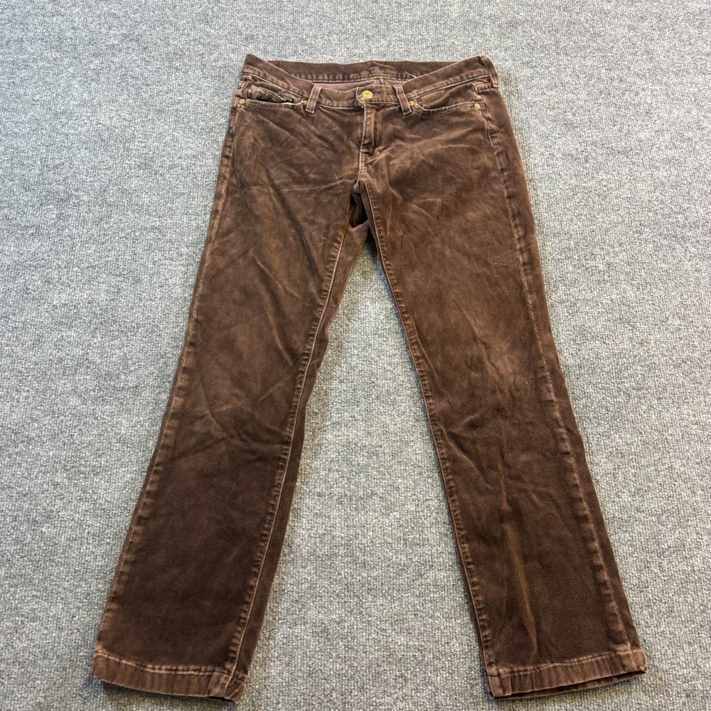 VTG 7 For All Mankind Mens 30x27 Brown Cotton Chino Straight Stretch USA Pant